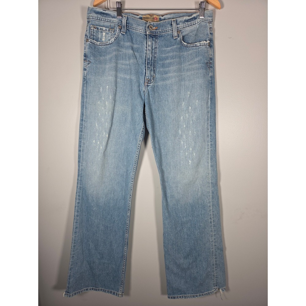 Vintage Y2K BKE Tyler Jeans Men 34 Long Light Wash Distressed Straight Leg Denim